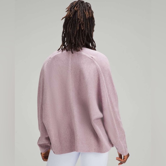Lululemon Boxy Cotton Blend Wrap Knit Cardigan Sweater Twilight Rose Small - Picture 2 of 7